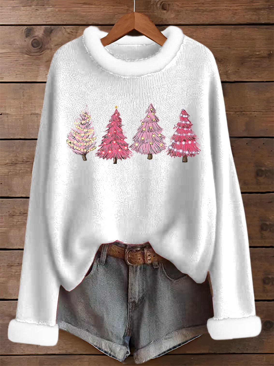 Women's Retro Christmas Tree Print Sweater