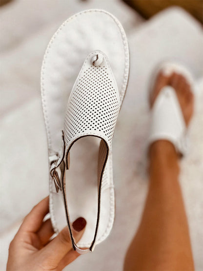 T-Strap Perforated Sandals