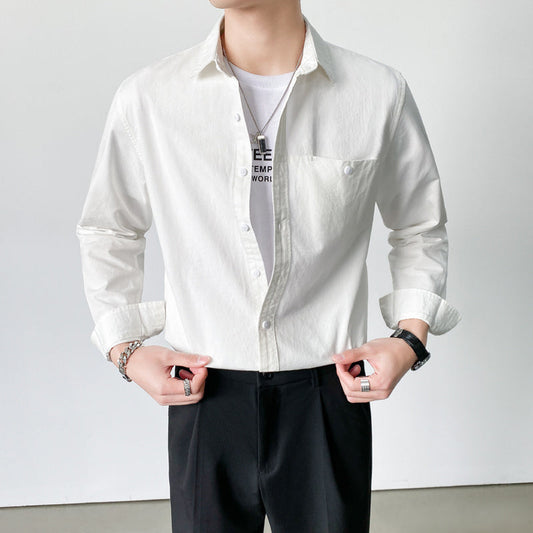 Spring New Light Mature Style Long-Sleeved Shirt Young Men Handsome Temperament Casual