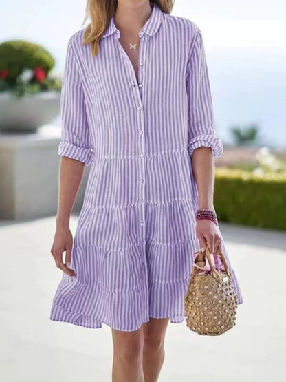 Women's Long Sleeve Striped Shirt Dress