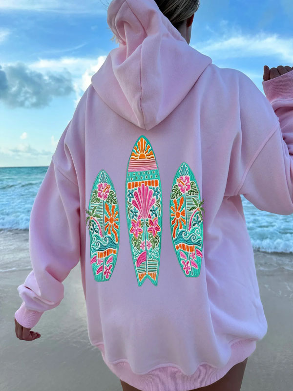 Crew neck embroided hoddie
