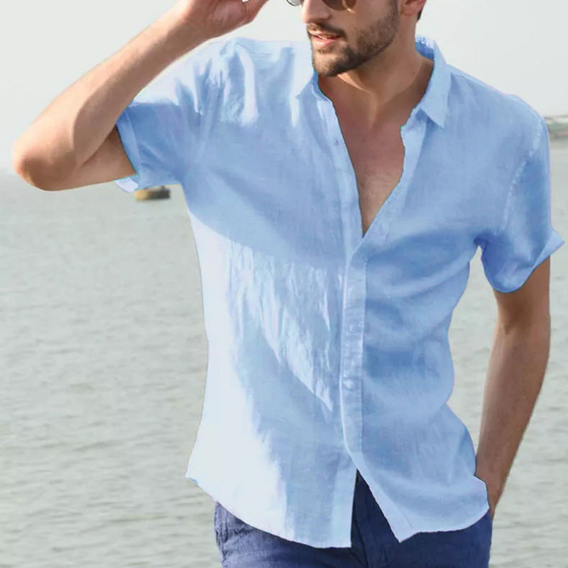 Men's cotton short sleeve shirt