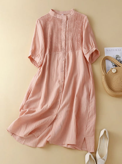 Artistic Retro Cotton Linen Pleated Dress