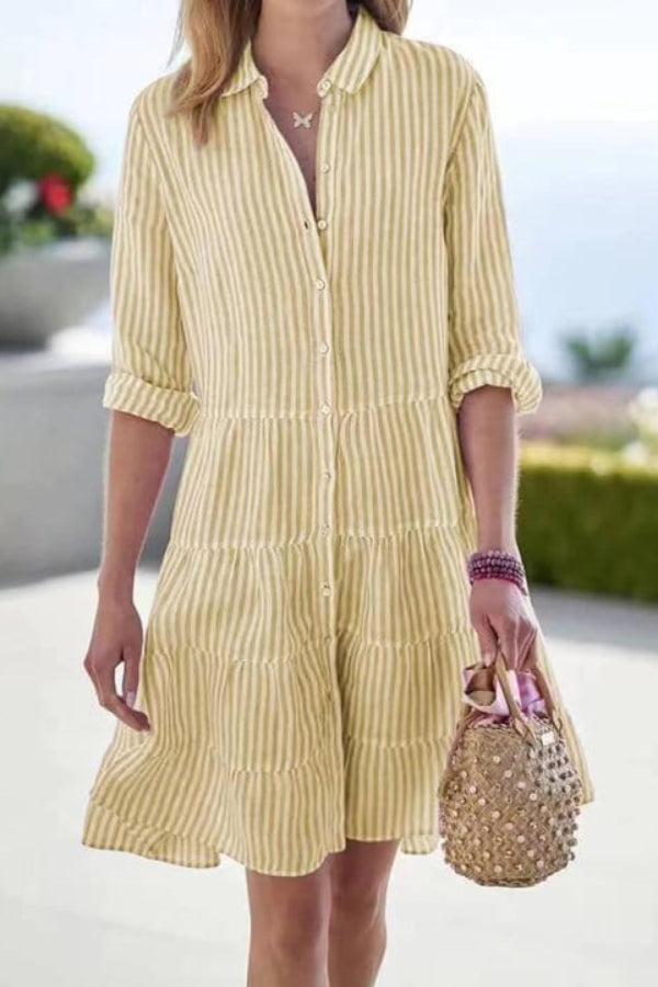 Women's Long Sleeve Striped Shirt Dress