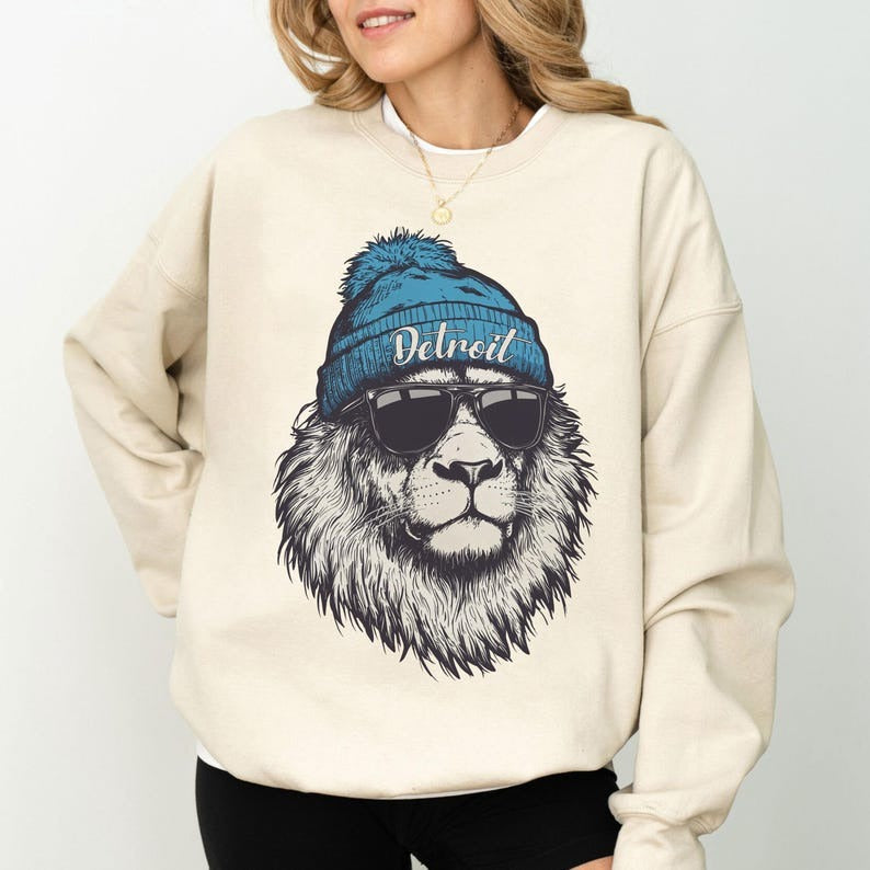 Detroit Football Fan Printed Long Sleeve Casual Top
