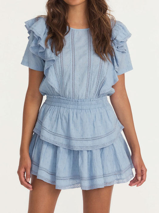 Round neck ruffle dress