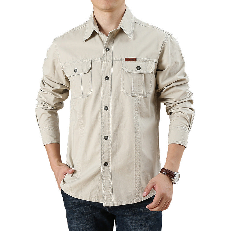 Men's Casual Loose Long Sleeve Solid Color Shirt