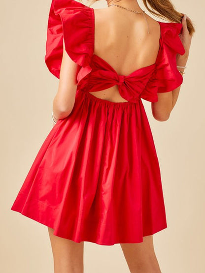 Ruffle solid dress