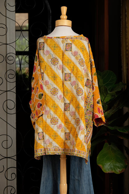 Kantha Pullover in Lady Bug Flower