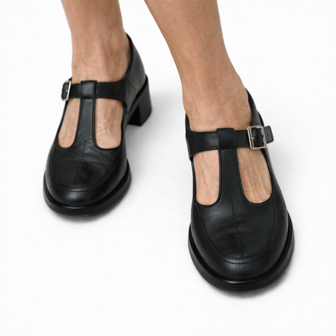 Clara – Low Heel T-Bar Loafers