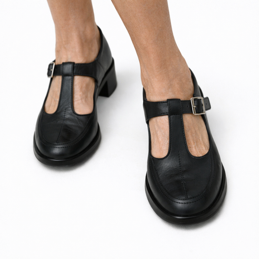 Clara – Low Heel T-Bar Loafers