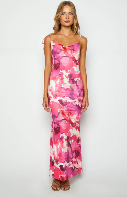 Selena Pink Print Maxi Dress