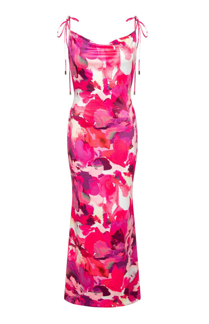 Selena Pink Print Maxi Dress