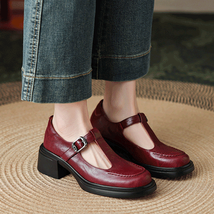 Clara – Low Heel T-Bar Loafers
