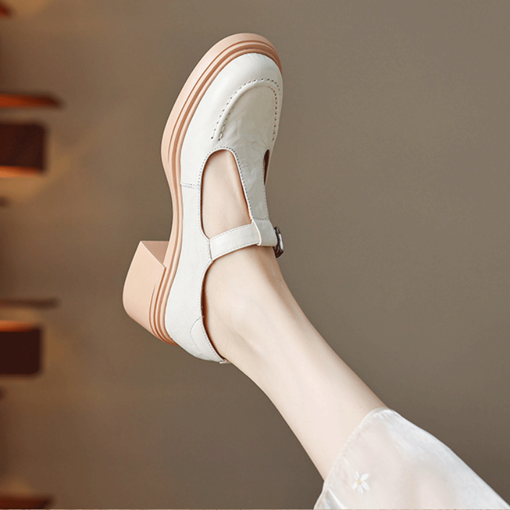 Clara – Low Heel T-Bar Loafers