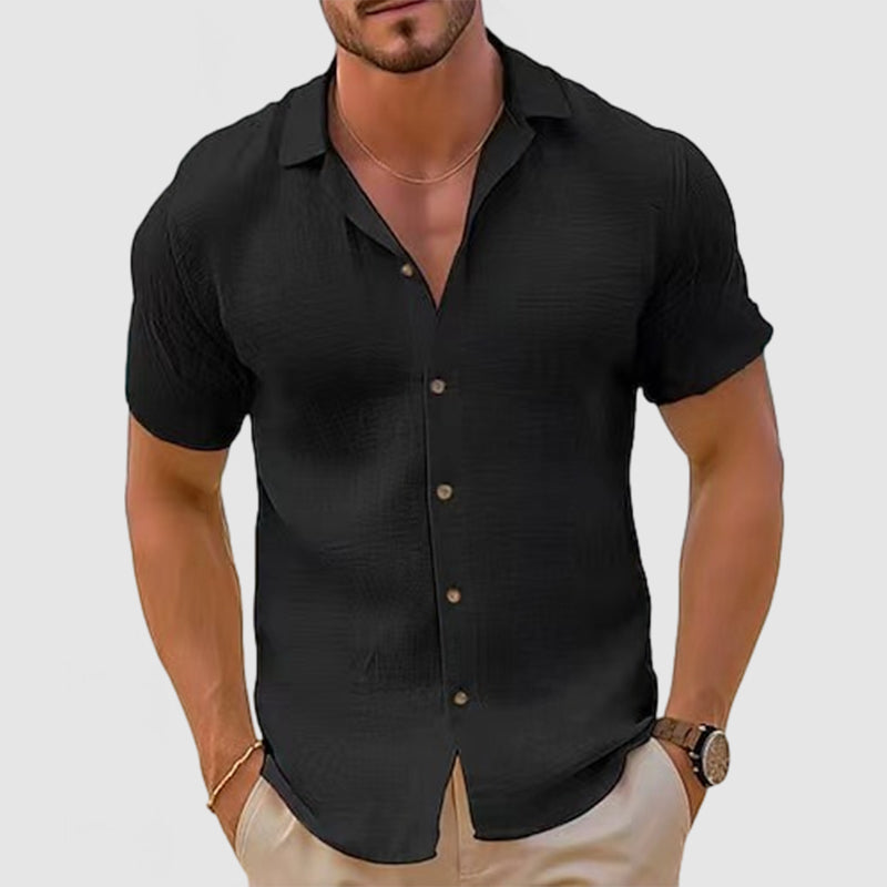 Men's Seaside Casual Basic Cotton Short Sleeve Shirt