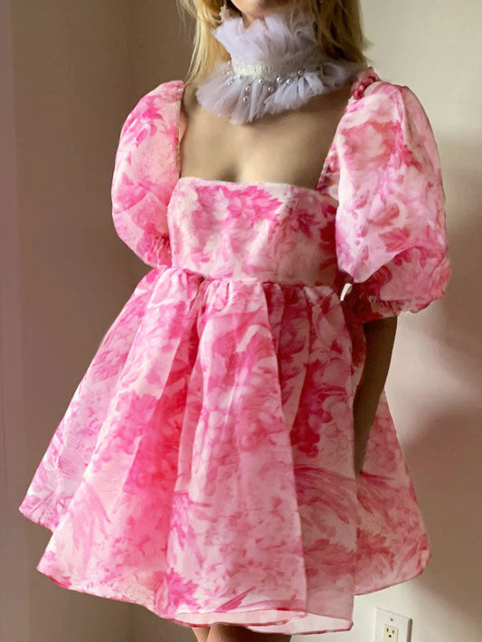 Puff sleeve organza dress
