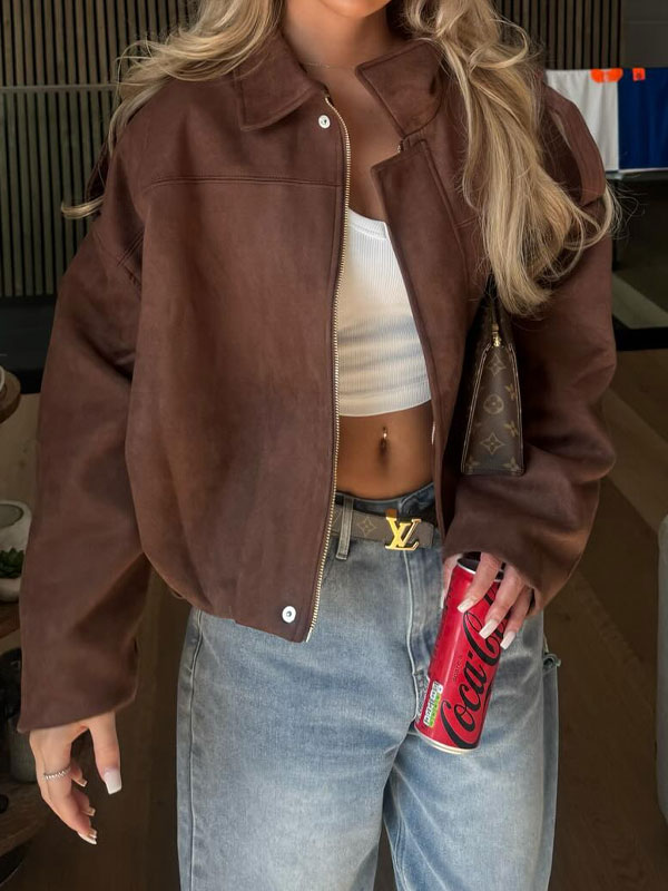 Lapel neck placket casual jacket