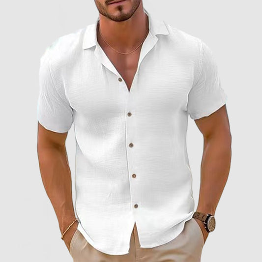 Men's Seaside Casual Basic Cotton Short Sleeve Shirt