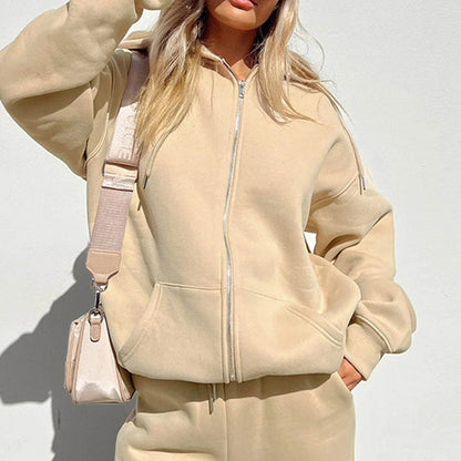 Macaron Color Loose Casual Hoodie Two-Piece Set