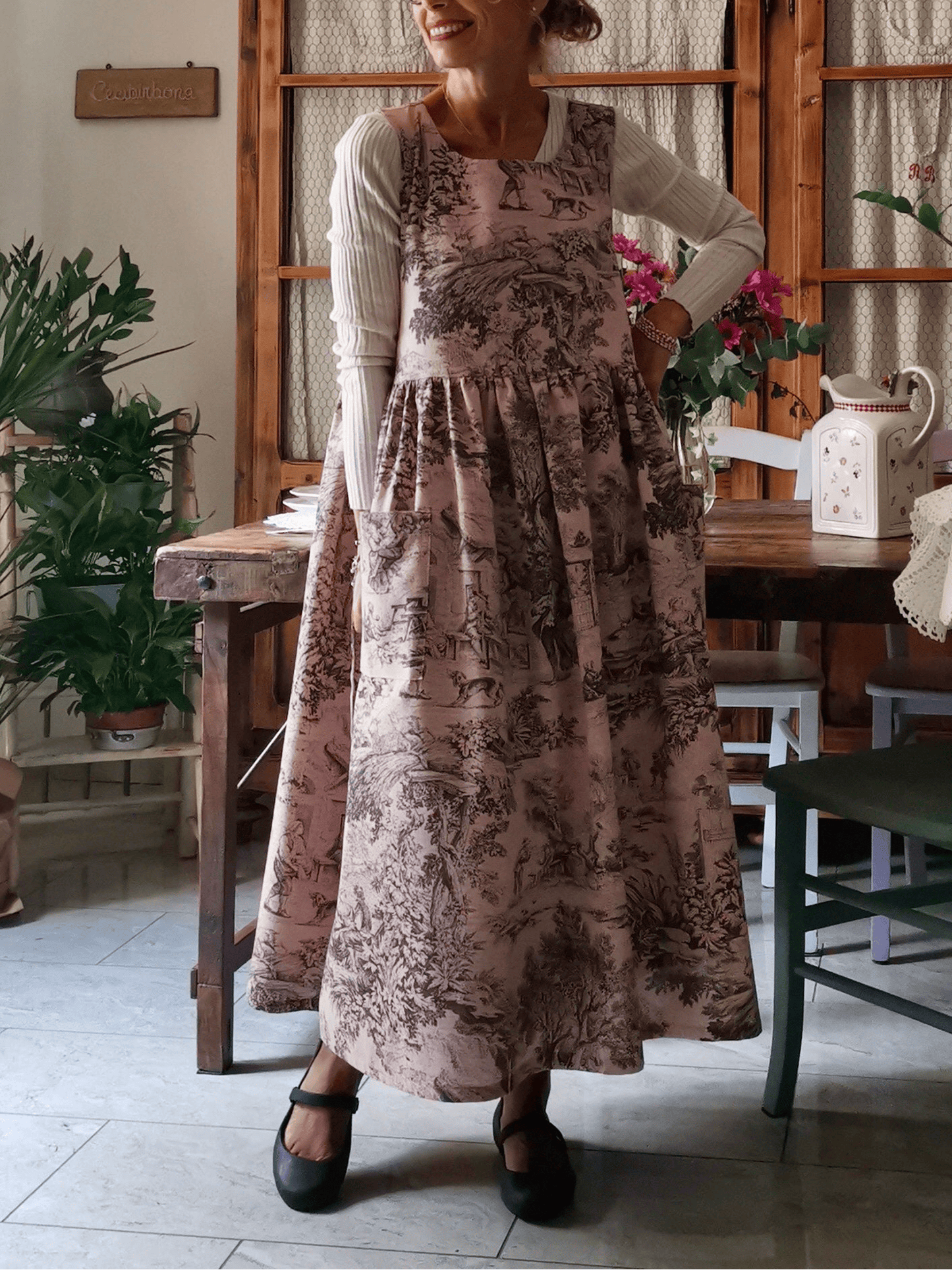 Vintage Pink Long Apron