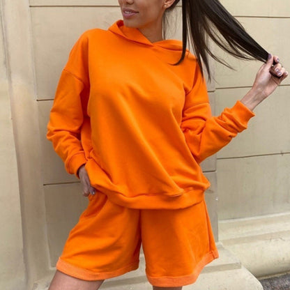 Casual Solid Color Comfort Shorts Two-Piece Set