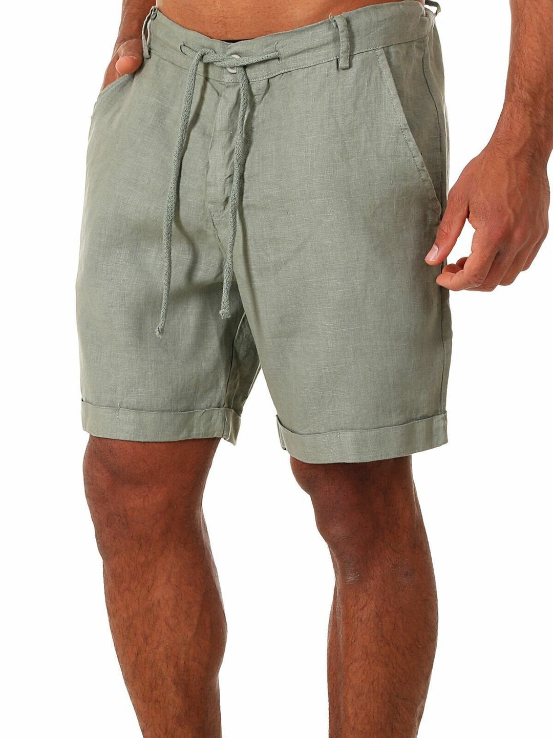 Men's solid color lace-up sports casual pants short
