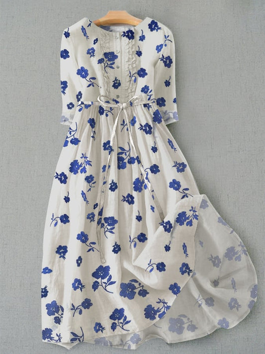 Casual Literary Floral Print Dress