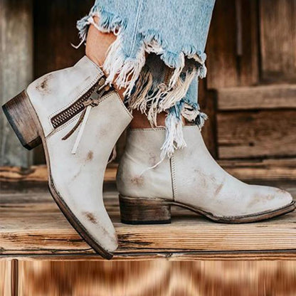 Zipper Low Heel All Season Booties