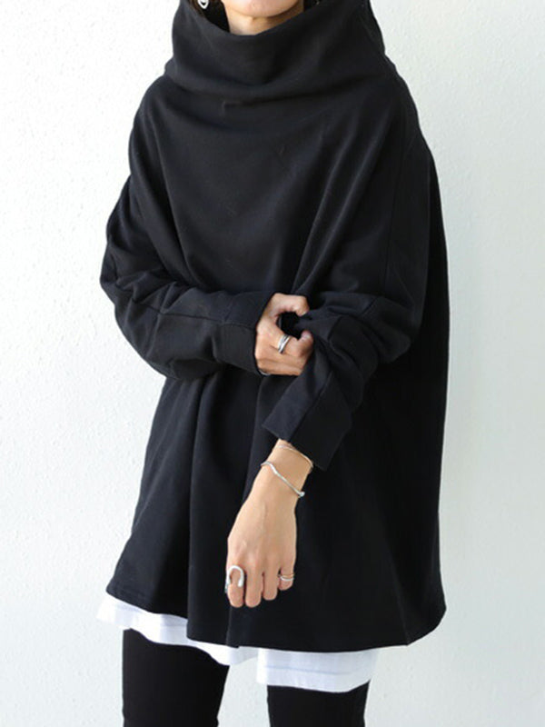 Urban Black&Gray High-Neck Long Sleeve Oversize T-Shirt