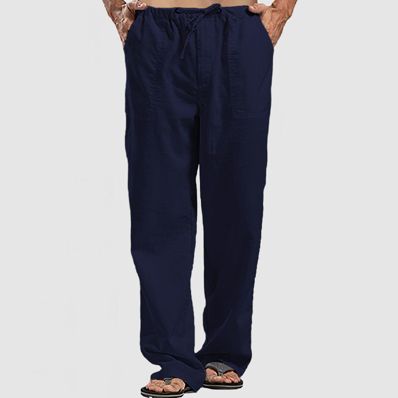 Men's Linen Breathable Lace-Up Beach Pants