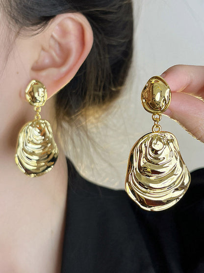 Geometric Pleated Solid Color Drop Earrings Earrings Accessories