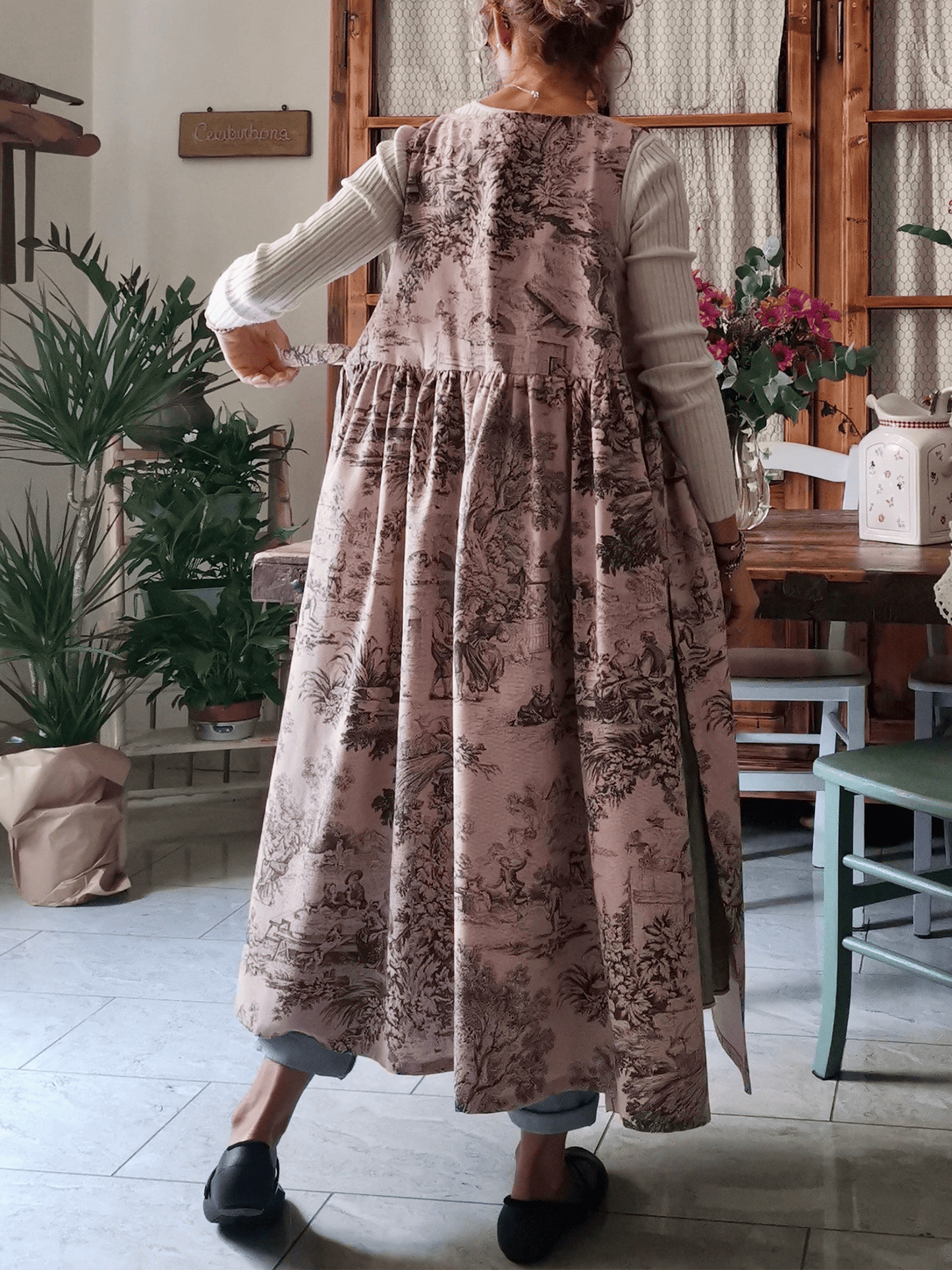 Vintage Pink Long Apron