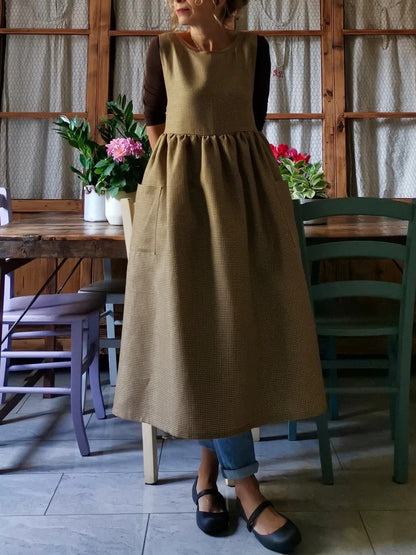 Brown Checked Kitchen Apron