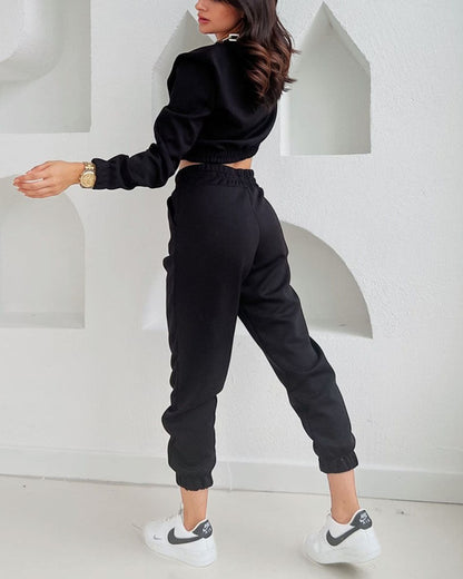 Chic Wide Shoulder Casual Pennies Tracksuit