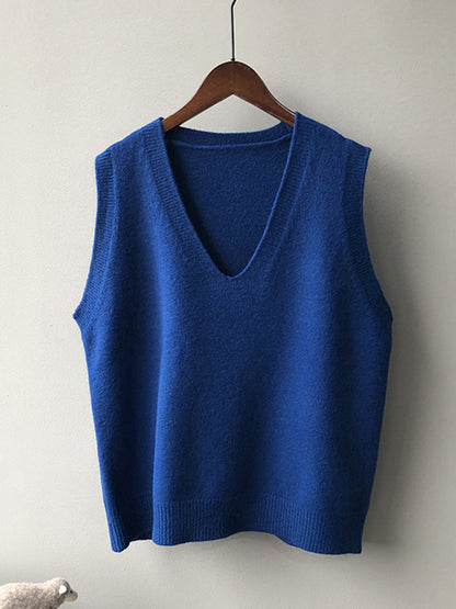 Simple 9 Colors V-Neck Loose Sleeveless Vest