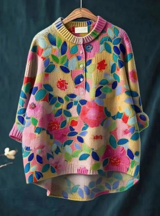 Women's Flower Print Casual Sweater
