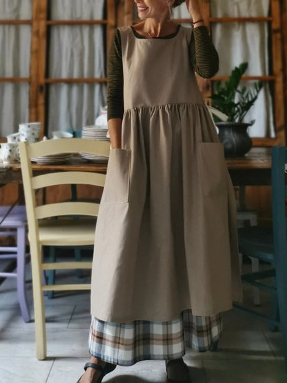 Dove-Grey Women's Apron with Cream Laces