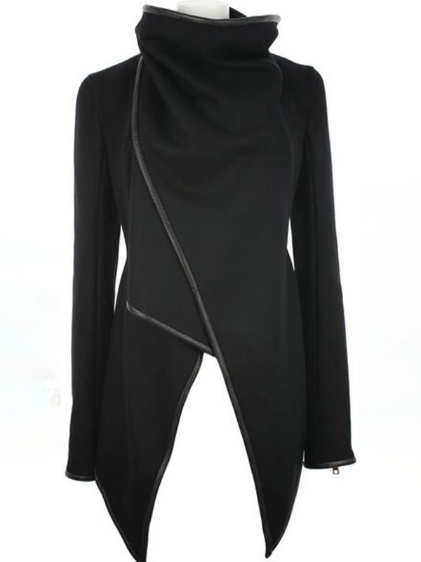 Original Asymmetric Split-Joint High-Neck Woolen Coat