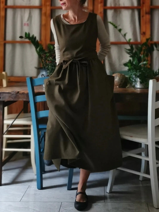 Dark Green Cotton Apron