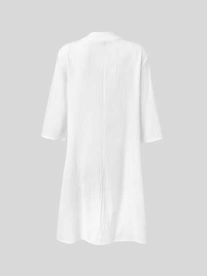 Women‘s Cotton Linen Dress Shirt Dress Casual Dress Shift Dress Midi Dress