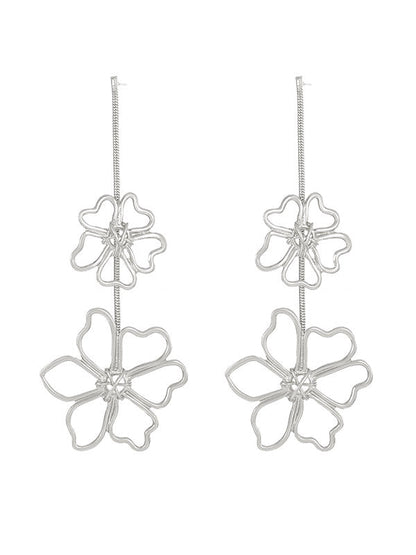 Flower Shape Hollow Solid Color Drop Earrings