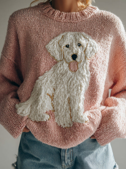 Fuzzy Goldendoodles Dog Felt Cozy Knit Sweater