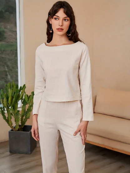 Women's Solid Color Fashion Leisure Suit Two-piece Set Suit