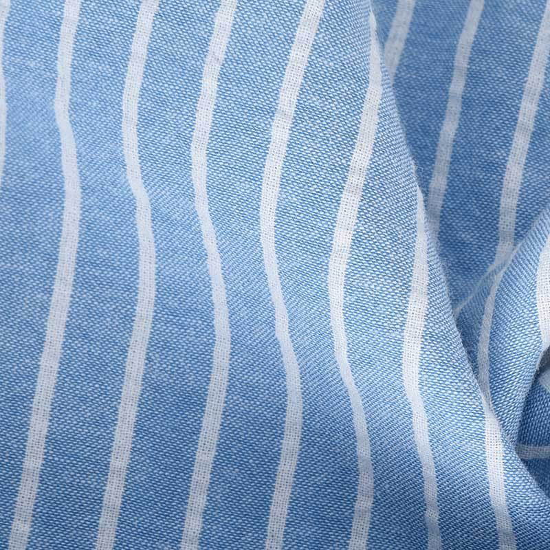 Men's Casual Cotton Linen Striped Short Sleeve Shirt
