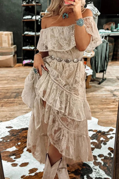 Boho Western Lace Irregular Dress