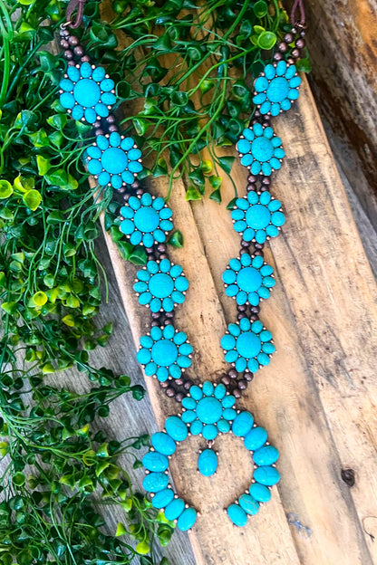 Copper Western Horseshoe Necklace -Turquoise