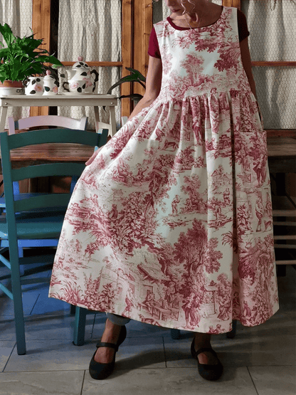 Vintage Red Long Apron