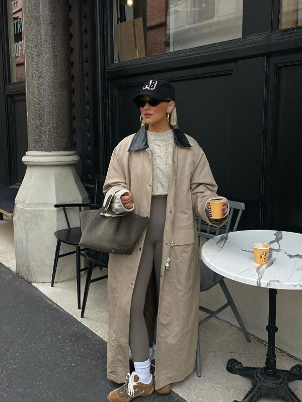 Lapel neck placket trench