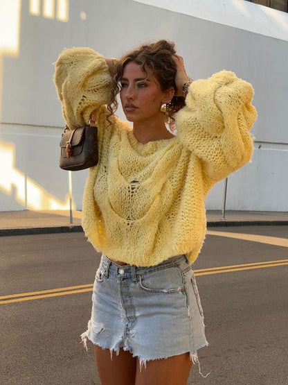Crew neck knitted sweater